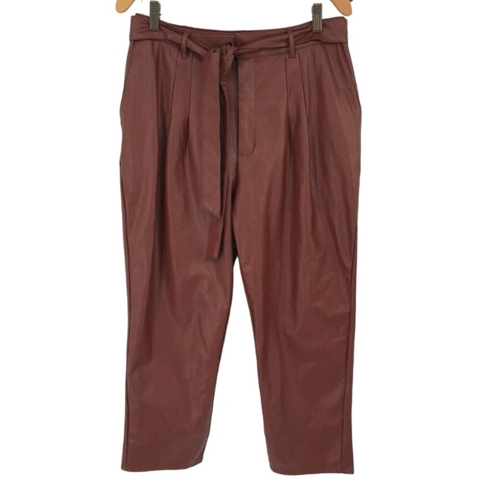 Express Womens Faux Leather Cropped Pants Belt size Medium brown new